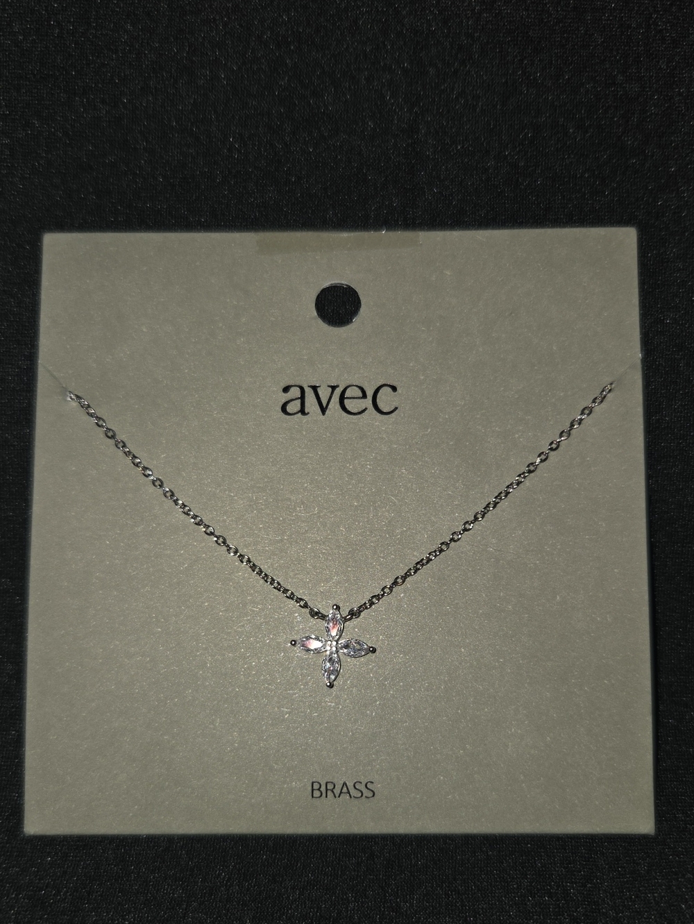 Silver Brass Cross Pendant Necklace - Silver